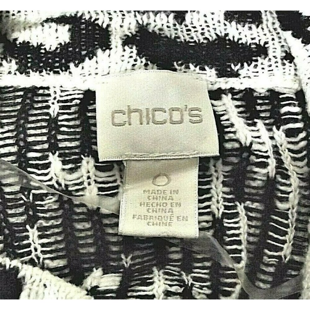 NWOT CHICO ANIMAL PRINT BLK-WHT CRW NECK SWEATER 0 - Picture 5 of 5